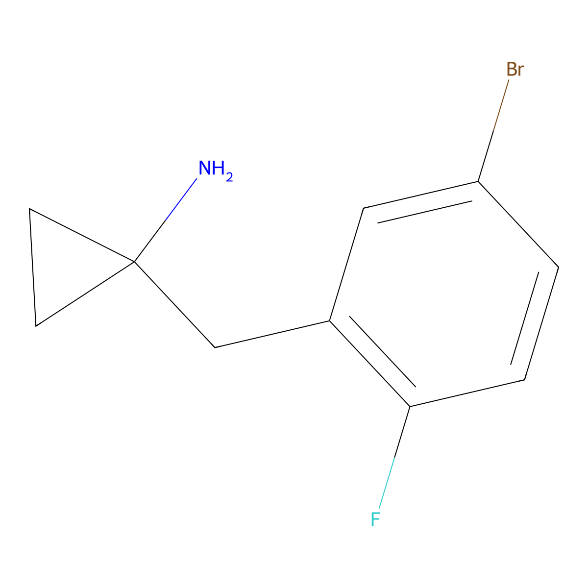 1-[(5-Bromo-2-fluorophenyl)methyl]cyclopropan-1-amine molecular structure, CAS 1489578-36-0