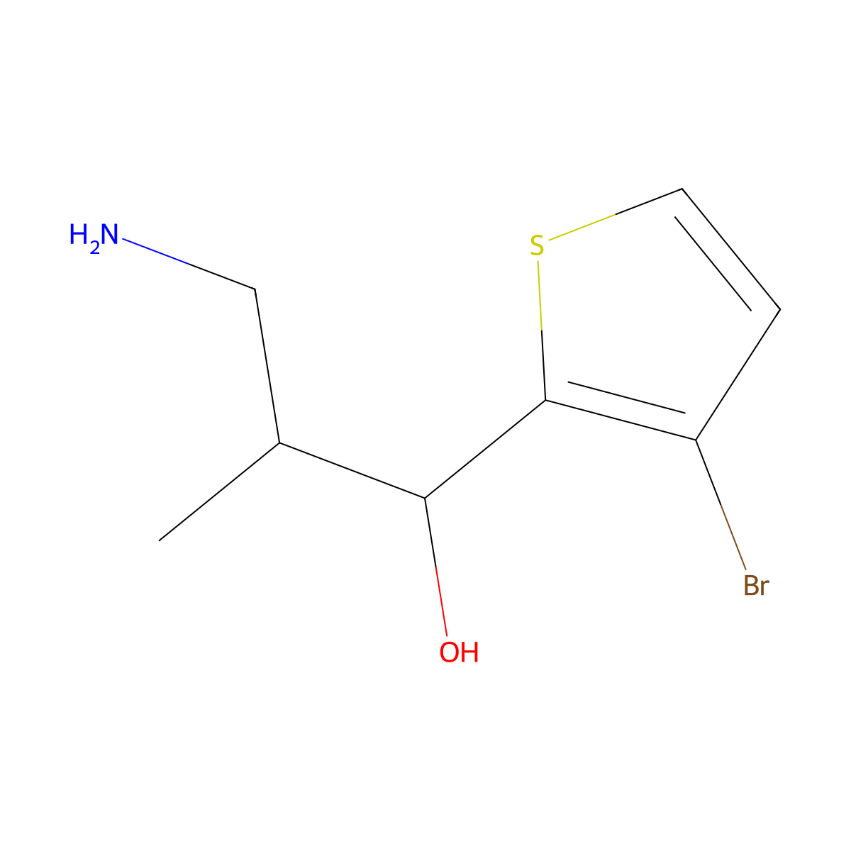 3-Amino-1-(3-bromothiophen-2-yl)-2-methylpropan-1-ol molecular structure, CAS 1489591-04-9