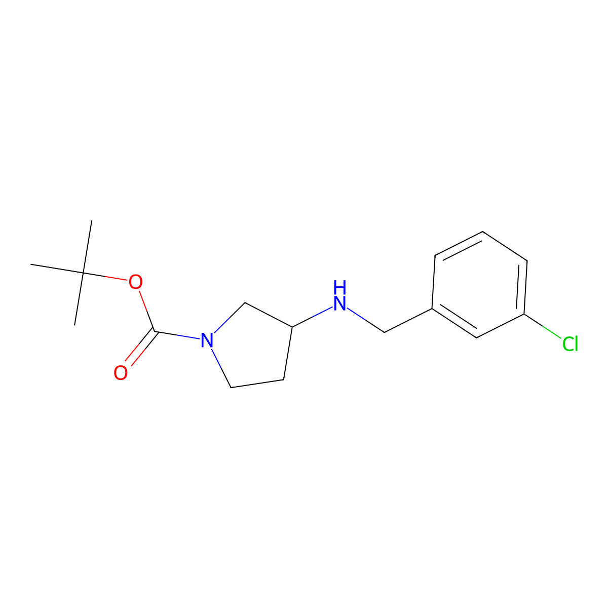 (S)-tert-butyl 3-((3-chlorobenzyl)amino)pyrrolidine-1-carboxylate molecular structure, CAS 1489617-81-3