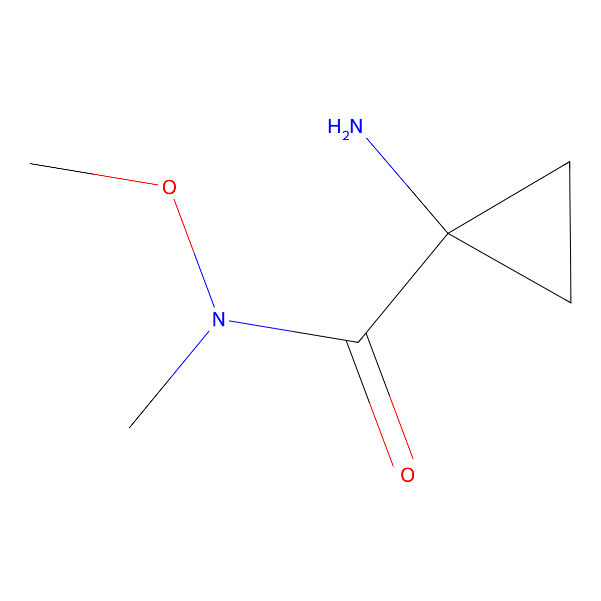 1-amino-N-methoxy-N-methylcyclopropane-1-carboxamide molecular structure, CAS 1489619-21-7