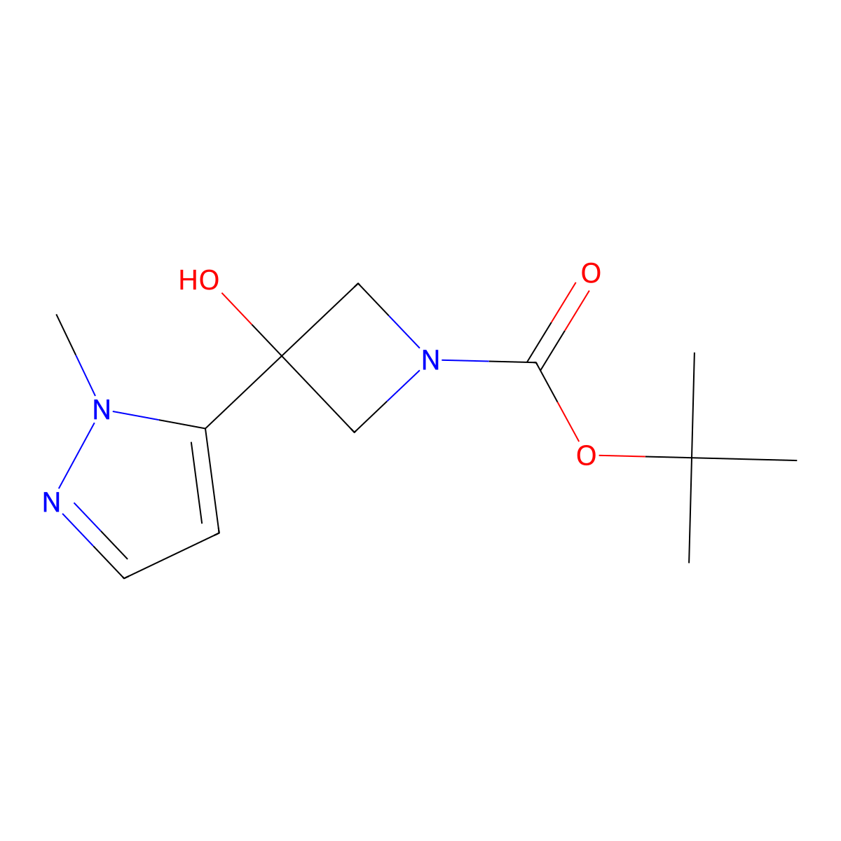 Tert-butyl 3-hydroxy-3-(1-methyl-1h-pyrazol-5-yl)azetidine-1-carboxylate molecular structure, CAS 1489630-77-4