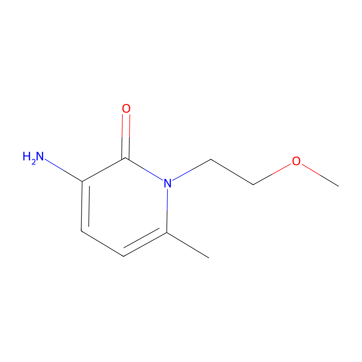 3-Amino-1-(2-methoxyethyl)-6-methyl-1,2-dihydropyridin-2-one molecular structure, CAS 1489634-49-2