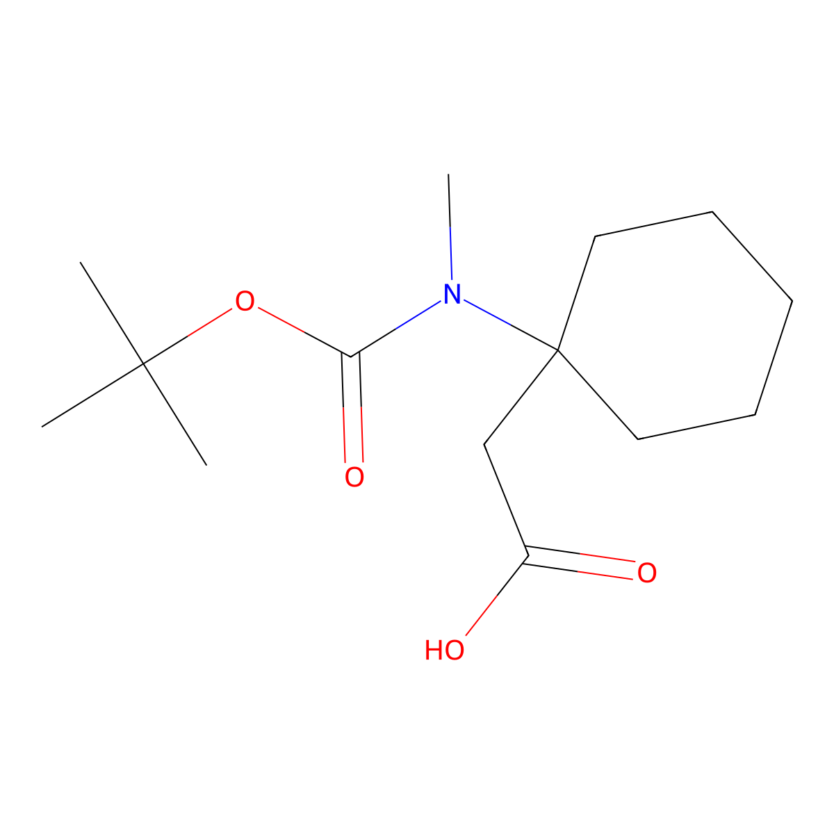 2-(1-((Tert-butoxycarbonyl)(methyl)amino)cyclohexyl)acetic acid molecular structure, CAS 1489679-34-6