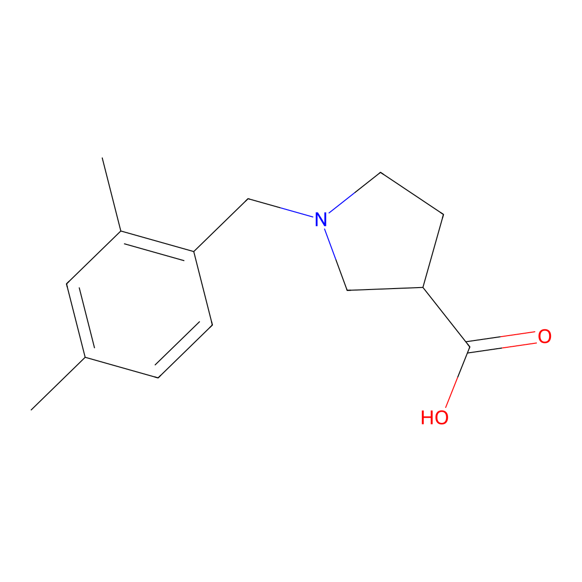 1-(2,4-Dimethylbenzyl)pyrrolidine-3-carboxylic acid molecular structure, CAS 1489694-43-0