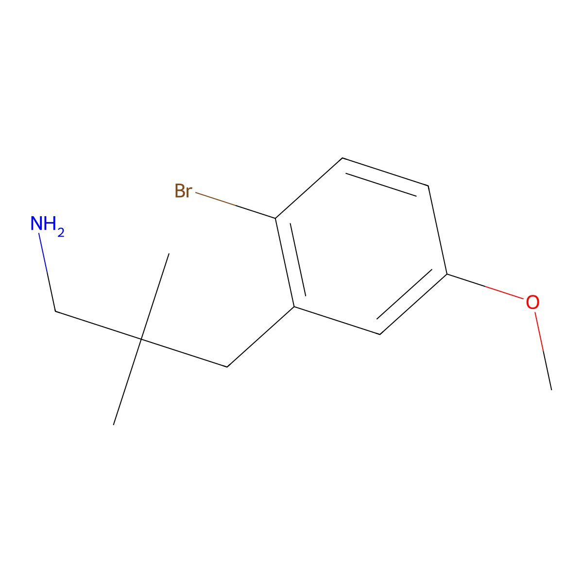 3-(2-Bromo-5-methoxyphenyl)-2,2-dimethylpropan-1-amine molecular structure, CAS 1489698-00-1