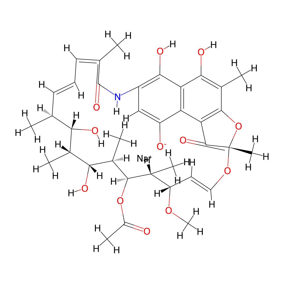 Rifamycin Sodium molecular structure, CAS 14897-39-3