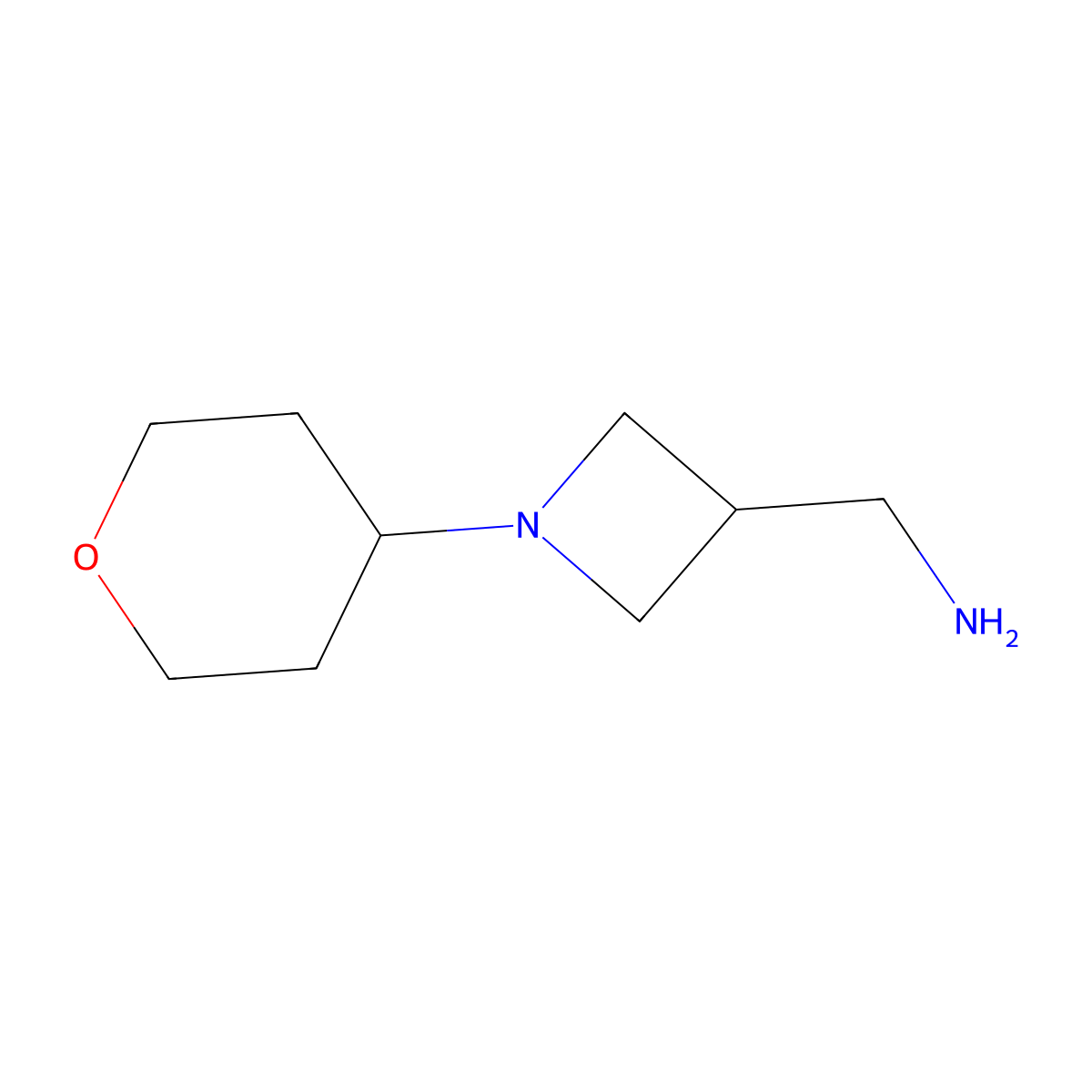 [1-(Oxan-4-yl)azetidin-3-yl]methanamine molecular structure, CAS 1489763-60-1