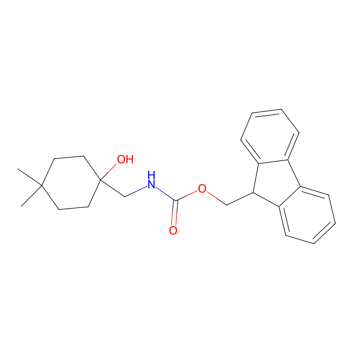 (9H-fluoren-9-yl)methyl N-[(1-hydroxy-4,4-dimethylcyclohexyl)methyl]carbamate molecular structure, CAS 1489779-52-3