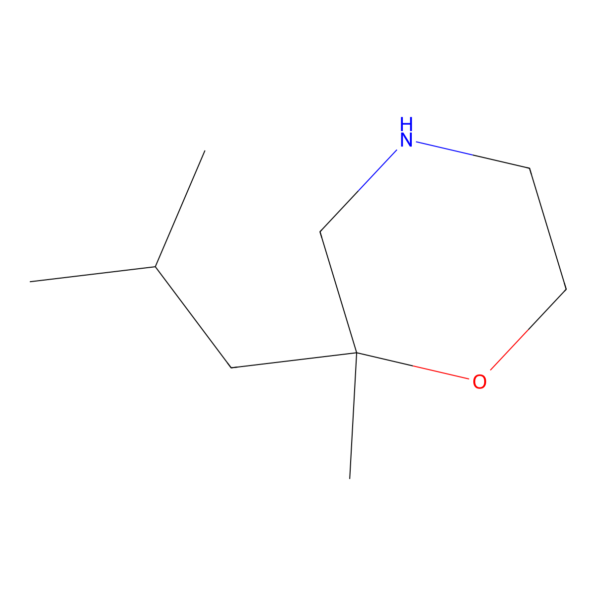 2-Methyl-2-(2-methylpropyl)morpholine molecular structure, CAS 1489786-91-5