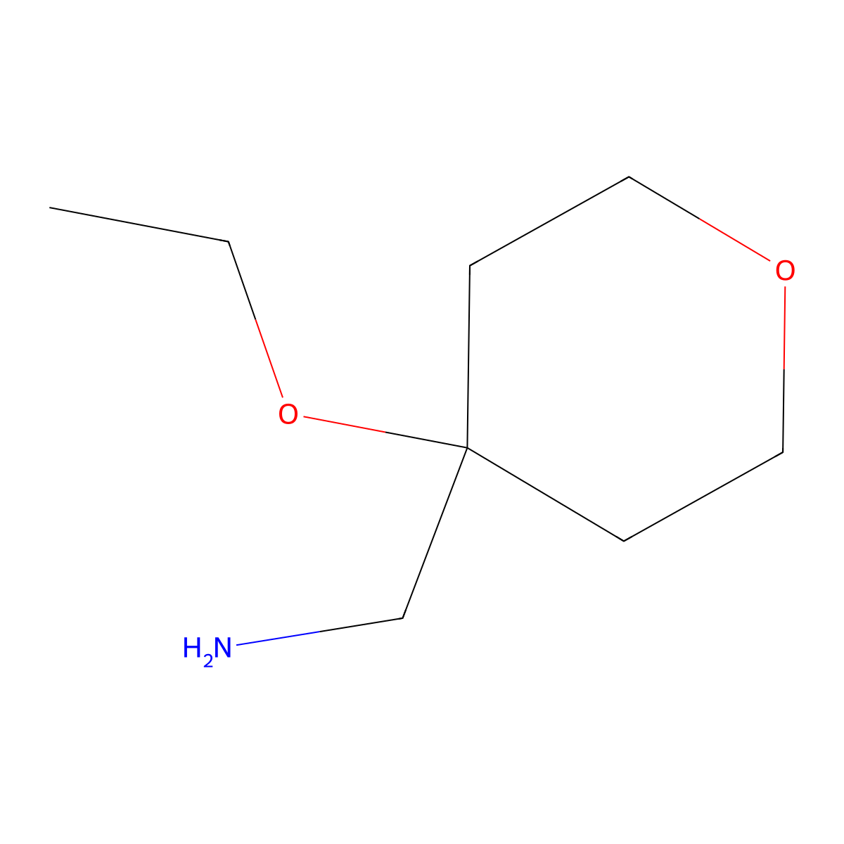 (4-Ethoxyoxan-4-yl)methanamine molecular structure, CAS 1489790-82-0