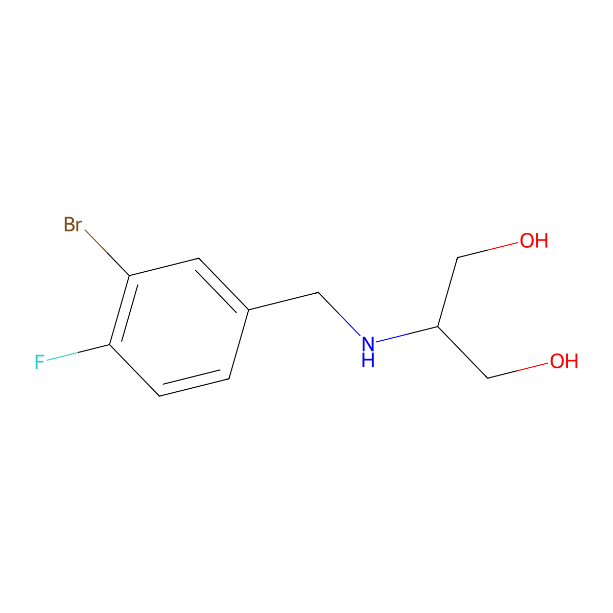 2-{[(3-Bromo-4-fluorophenyl)methyl]amino}propane-1,3-diol molecular structure, CAS 1489793-57-8