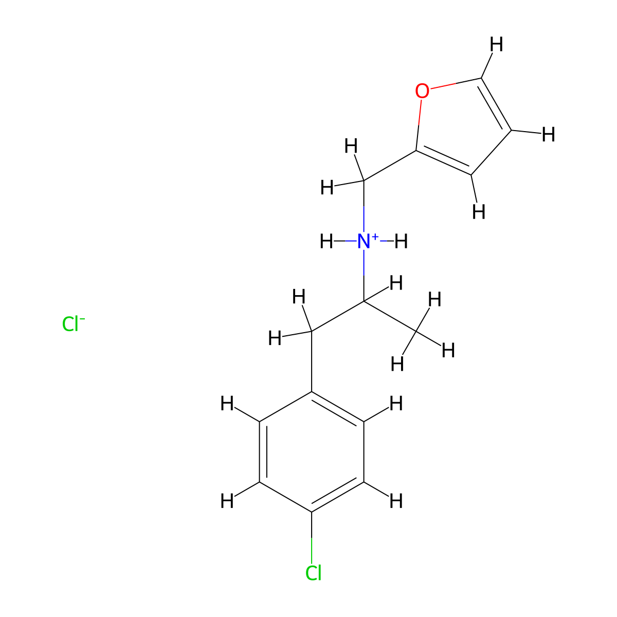 Furfurylamine, N-(p-chloro-alpha-methylphenethyl)-, hydrochloride (+-)- molecular structure, CAS 14898-09-0