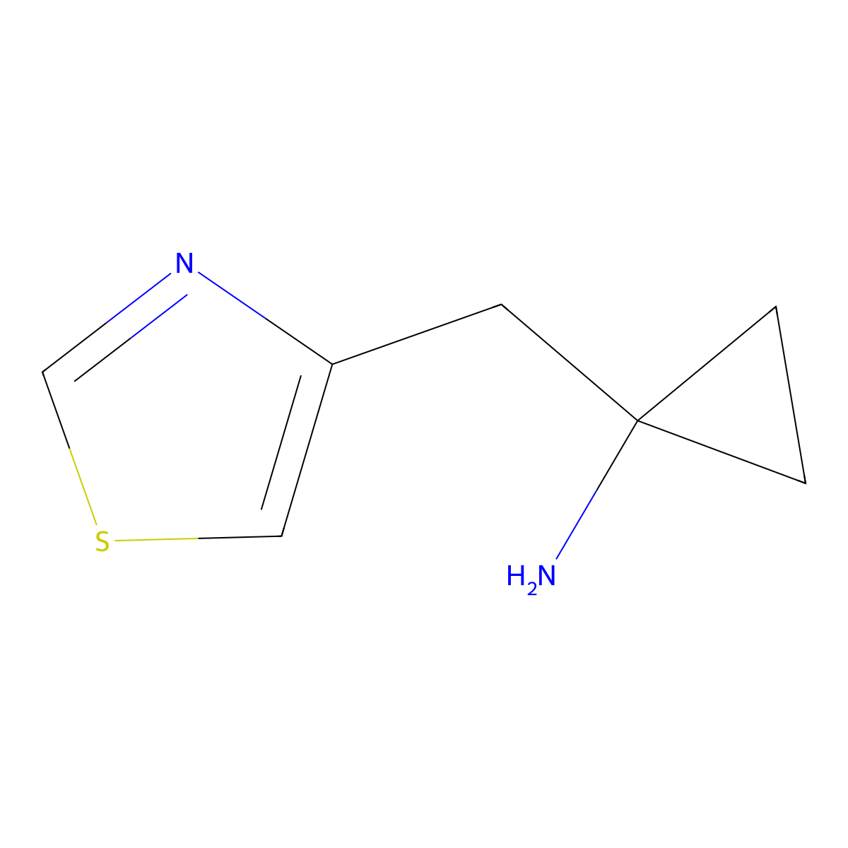 1-(Thiazol-4-ylmethyl)cyclopropan-1-amine molecular structure, CAS 1489804-00-3
