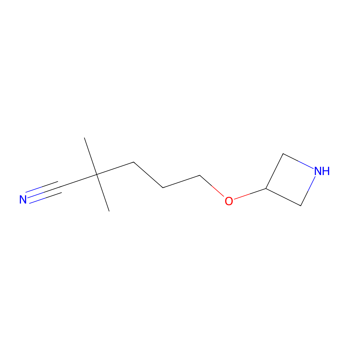5-(Azetidin-3-yloxy)-2,2-dimethylpentanenitrile molecular structure, CAS 1489808-73-2