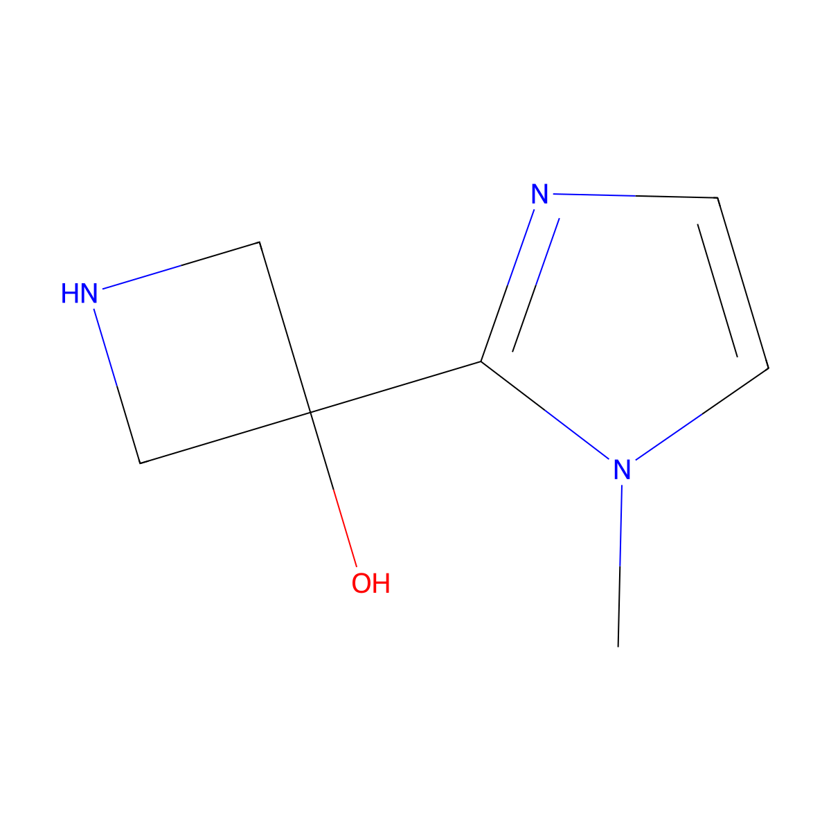 3-(1-methyl-1H-imidazol-2-yl)azetidin-3-ol molecular structure, CAS 1489819-00-2