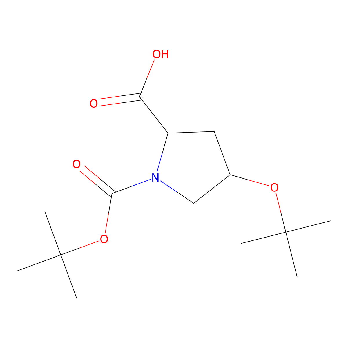(2S,4R)-4-(tert-butoxy)-1-[(tert-butoxy)carbonyl]pyrrolidine-2-carboxylic acid molecular structure, CAS 148983-07-7