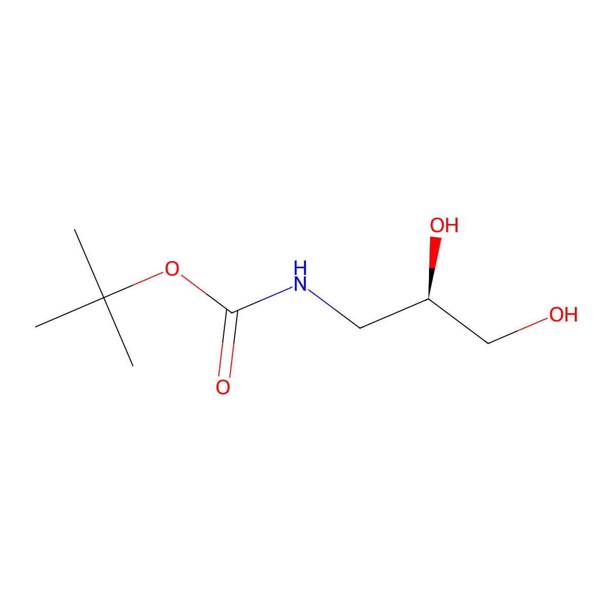 tert-butyl N-((2R)-2,3-dihydroxypropyl)carbamate molecular structure, CAS 148983-23-7