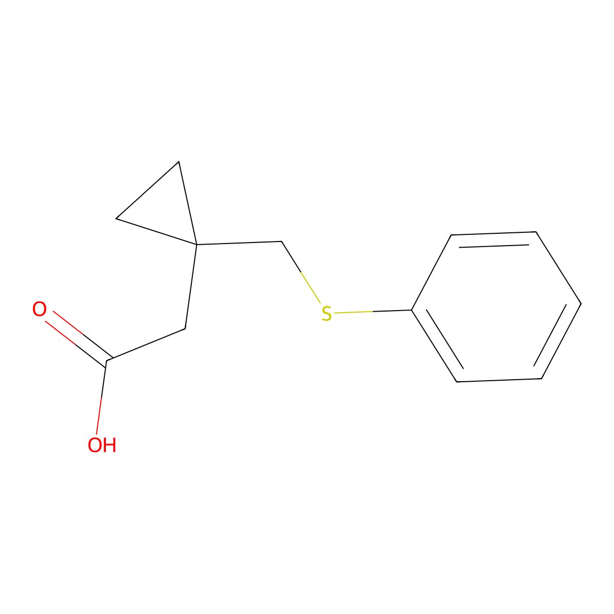 2-(1-((Phenylsulfanyl)methyl)cyclopropyl)acetic acid molecular structure, CAS 1489830-03-6