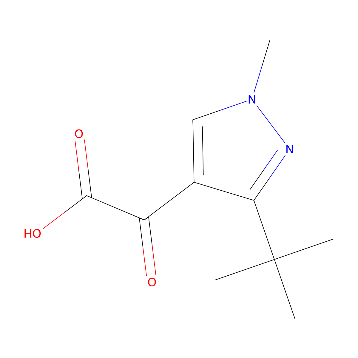 2-(3-(Tert-butyl)-1-methyl-1h-pyrazol-4-yl)-2-oxoacetic acid molecular structure, CAS 1489833-52-4