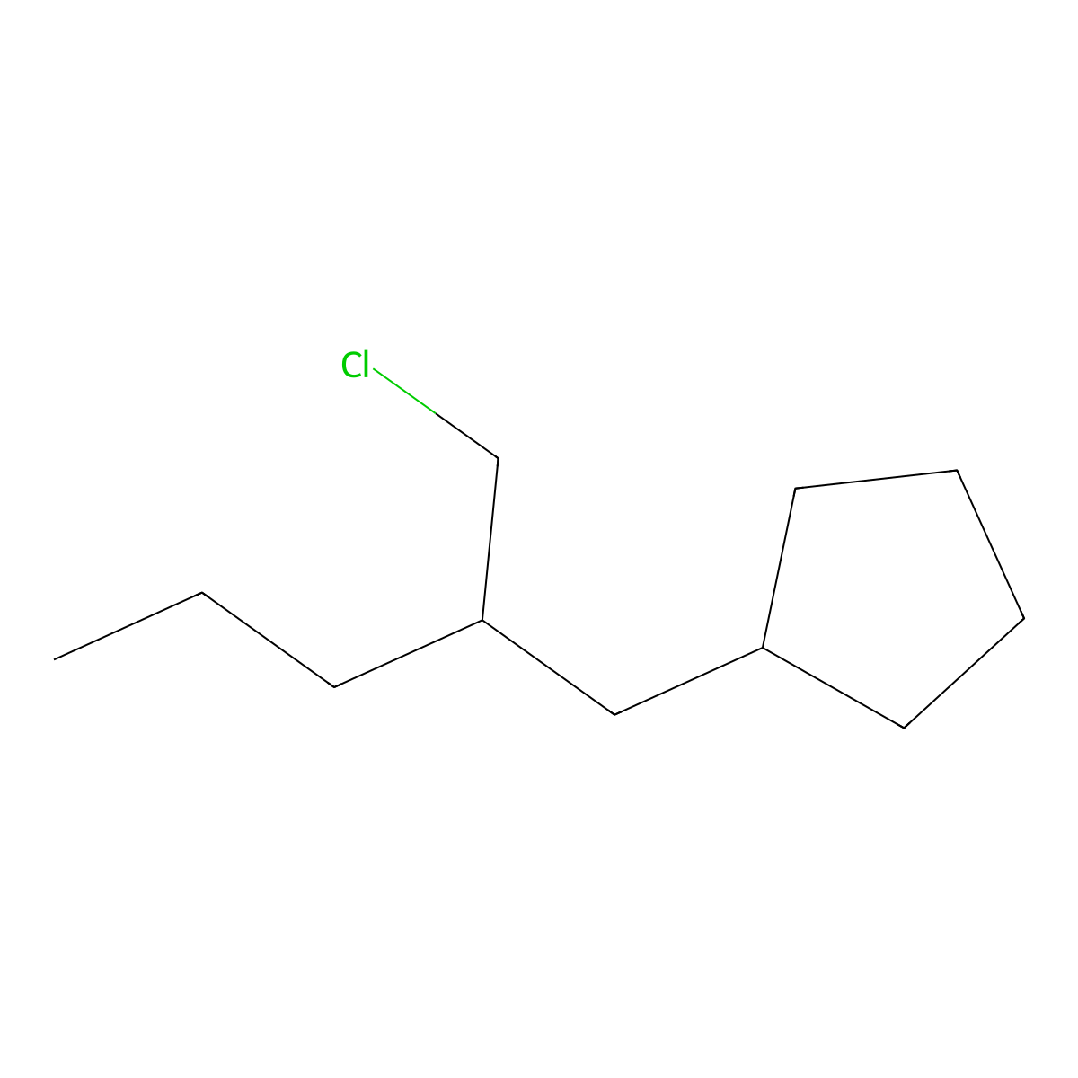 (2-(Chloromethyl)pentyl)cyclopentane molecular structure, CAS 1489834-84-5