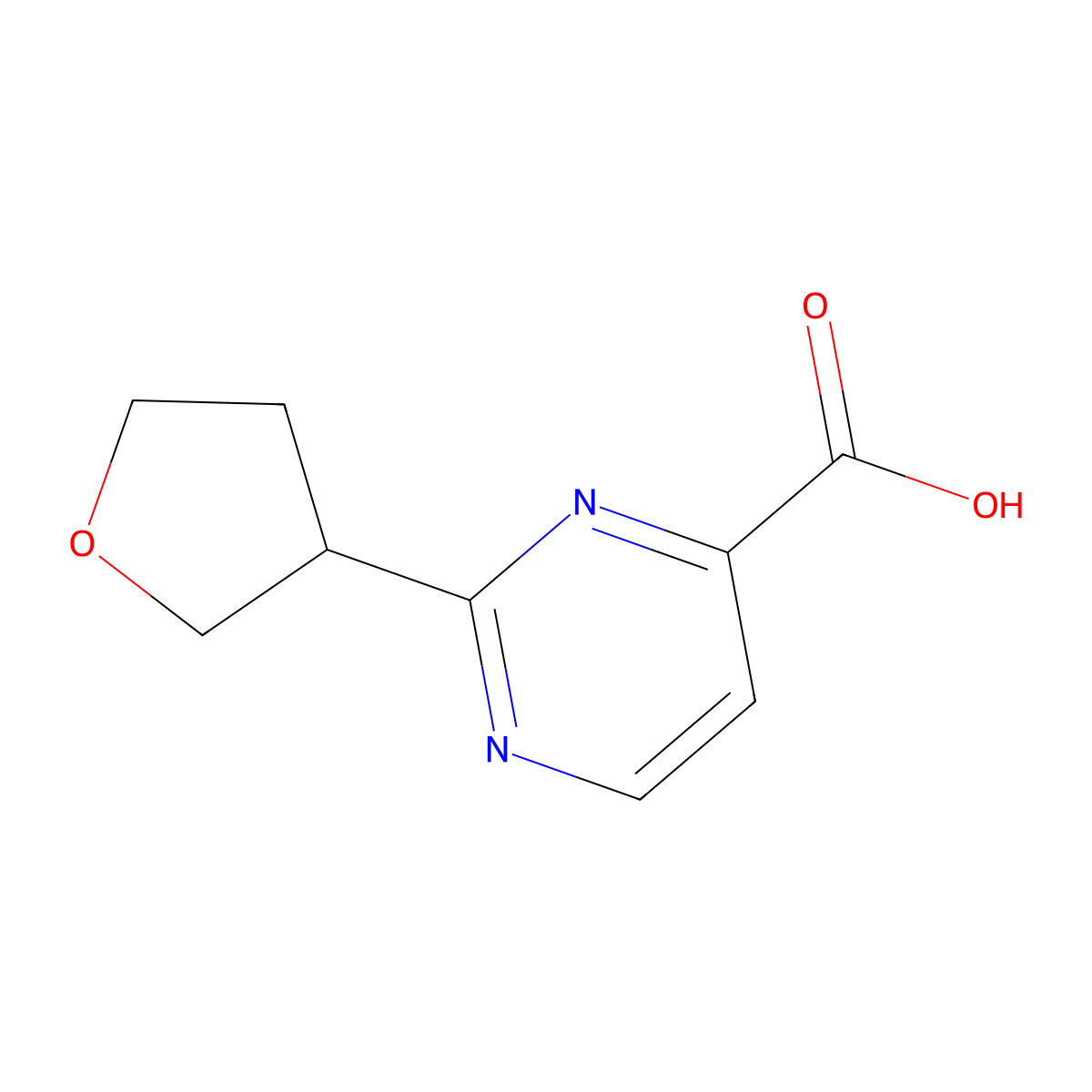 2-(Oxolan-3-yl)pyrimidine-4-carboxylic acid molecular structure, CAS 1489849-46-8