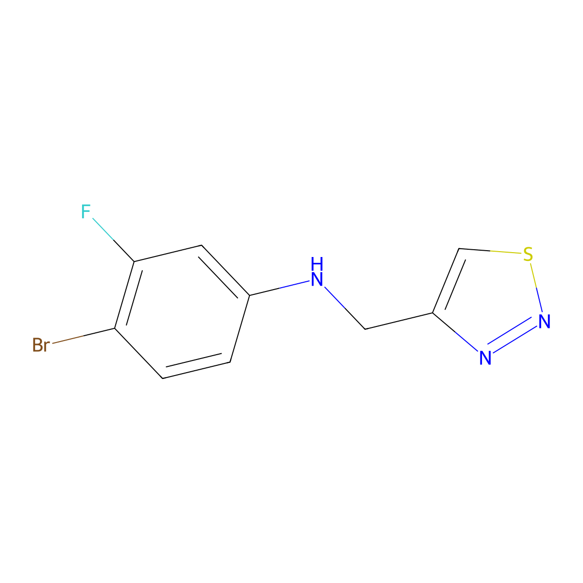 4-bromo-3-fluoro-N-[(1,2,3-thiadiazol-4-yl)methyl]aniline molecular structure, CAS 1489859-75-7