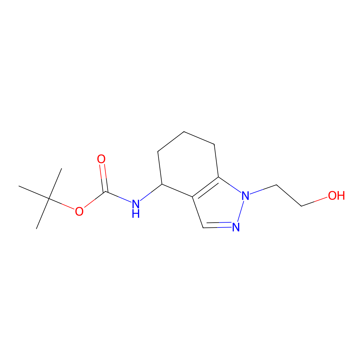 tert-butyl N-[1-(2-hydroxyethyl)-4,5,6,7-tetrahydro-1H-indazol-4-yl]carbamate molecular structure, CAS 1489870-00-9