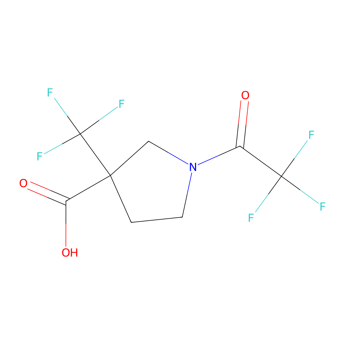 1-(Trifluoroacetyl)-3-(trifluoromethyl)pyrrolidine-3-carboxylic acid molecular structure, CAS 1489875-07-1