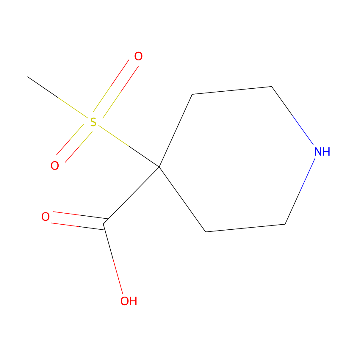 4-Methanesulfonylpiperidine-4-carboxylic acid molecular structure, CAS 1489880-29-6