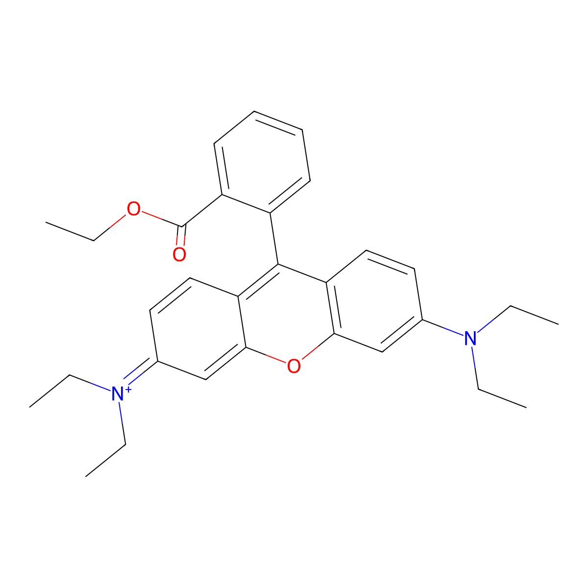 Xanthylium, 3,6-bis(diethylamino)-9-(2-(ethoxycarbonyl)phenyl)- molecular structure, CAS 14899-09-3