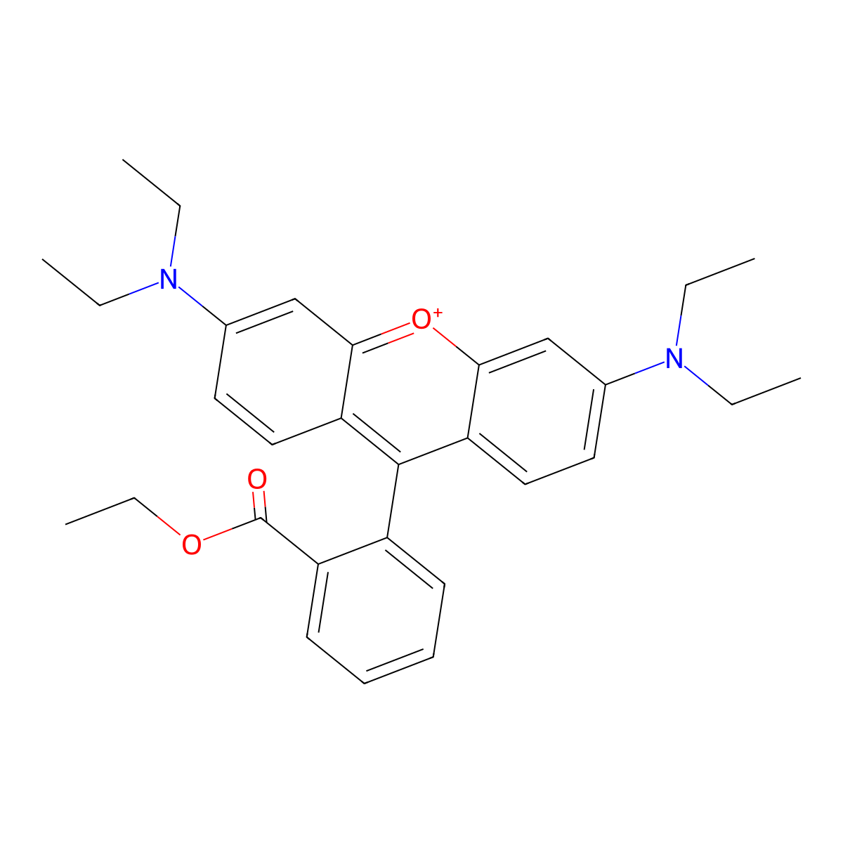Xanthylium, 3,6-bis(diethylamino)-9-(2-(ethoxycarbonyl)phenyl)- molecular structure, CAS 14899-09-3