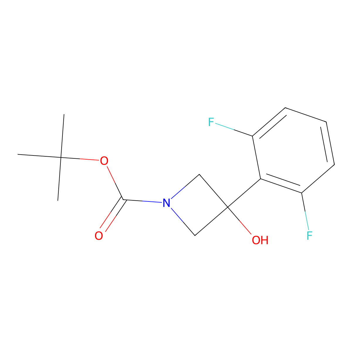 Tert-butyl 3-(2,6-difluorophenyl)-3-hydroxyazetidine-1-carboxylate molecular structure, CAS 1489907-45-0