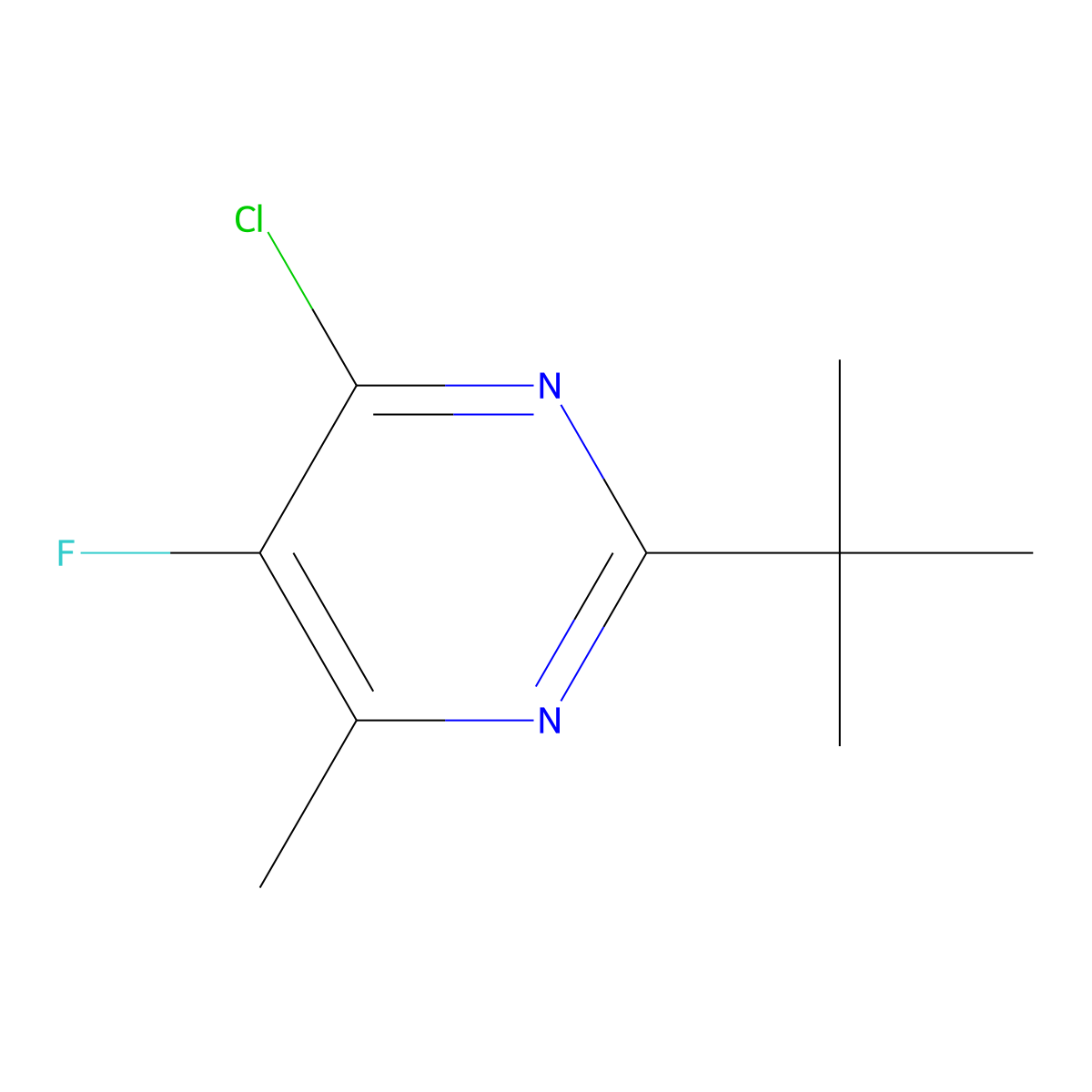 2-Tert-butyl-4-chloro-5-fluoro-6-methylpyrimidine molecular structure, CAS 1489911-20-7