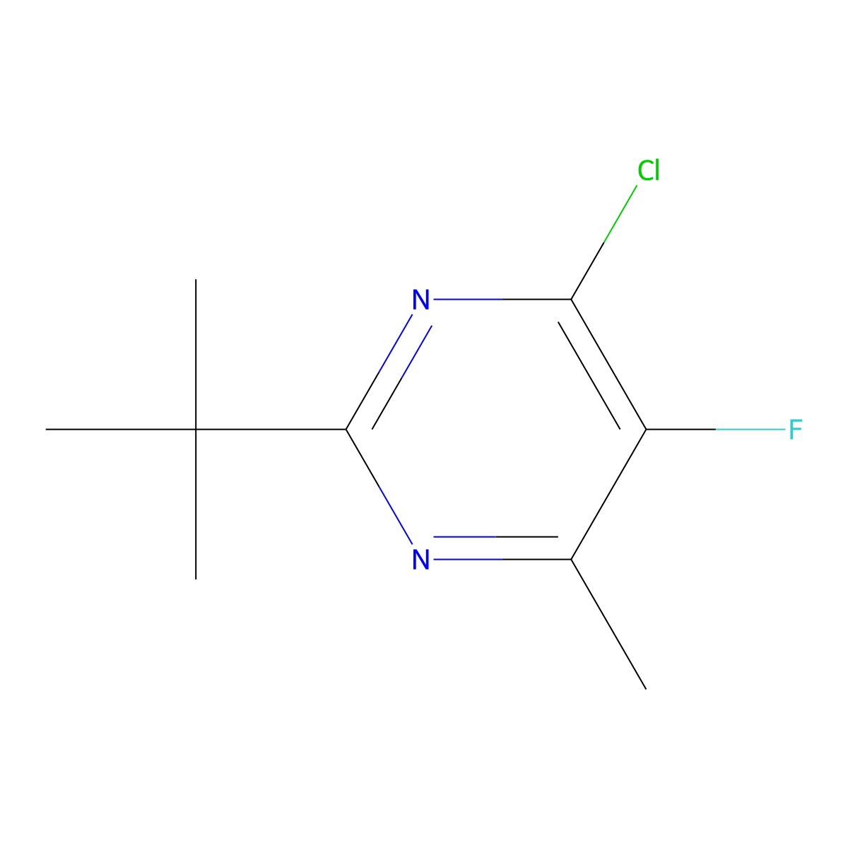 2-Tert-butyl-4-chloro-5-fluoro-6-methylpyrimidine molecular structure, CAS 1489911-20-7
