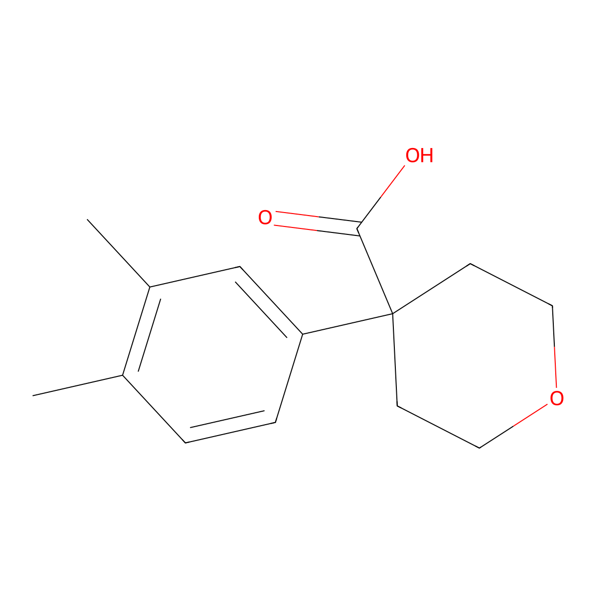 4-(3,4-Dimethylphenyl)oxane-4-carboxylic acid molecular structure, CAS 1489920-11-7