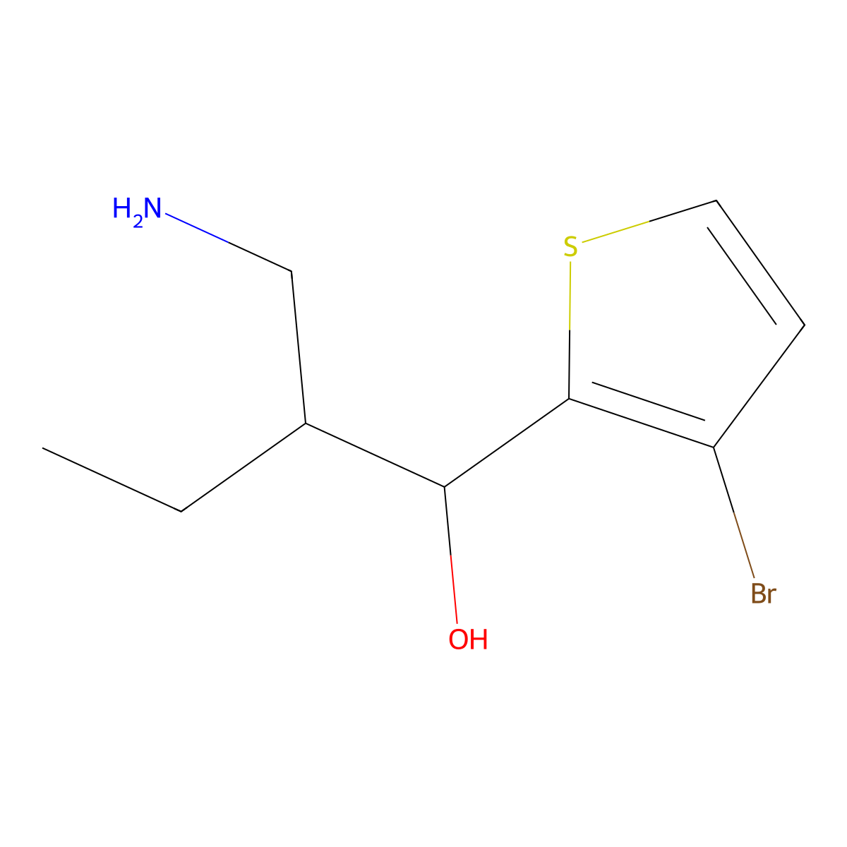 2-(Aminomethyl)-1-(3-bromothiophen-2-yl)butan-1-ol molecular structure, CAS 1489925-94-1