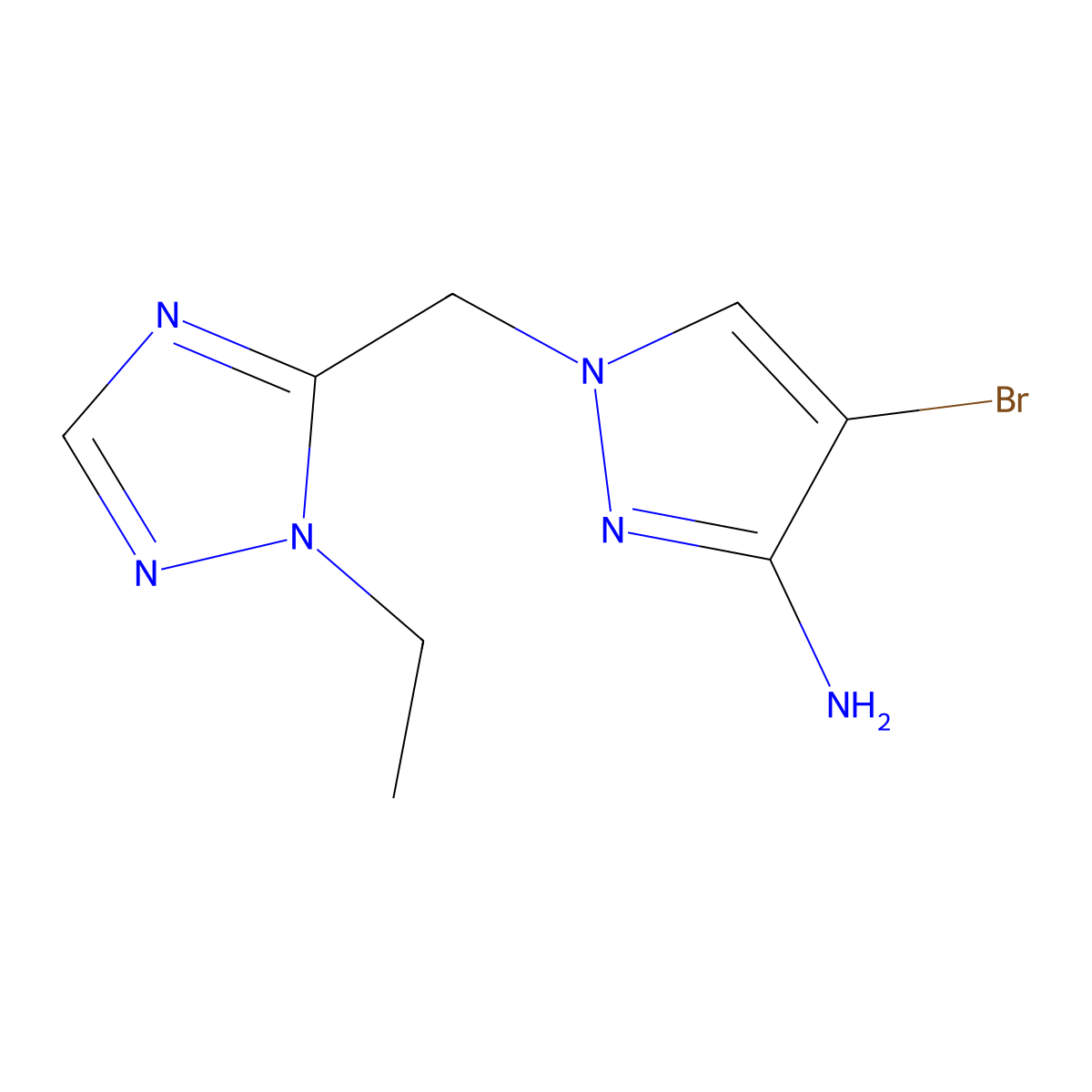 4-Bromo-1-((1-ethyl-1h-1,2,4-triazol-5-yl)methyl)-1h-pyrazol-3-amine molecular structure, CAS 1489927-18-5