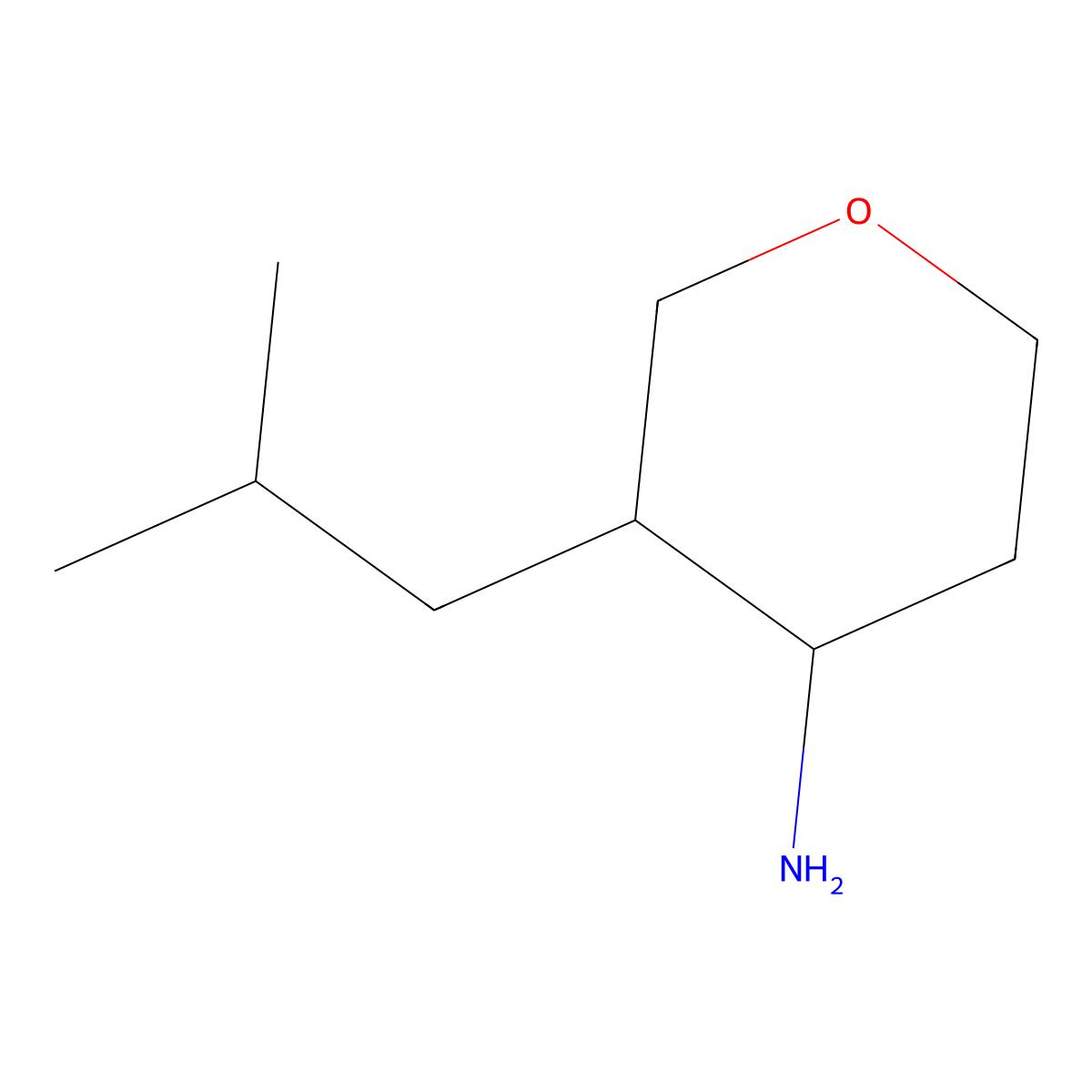 3-(2-Methylpropyl)oxan-4-amine molecular structure, CAS 1489939-70-9