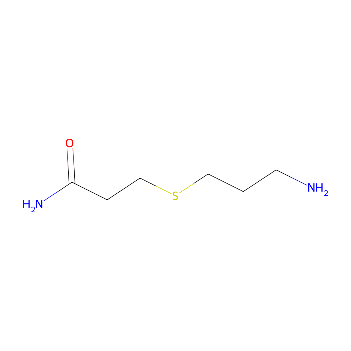 3-((3-Aminopropyl)thio)propanamide molecular structure, CAS 1489957-36-9