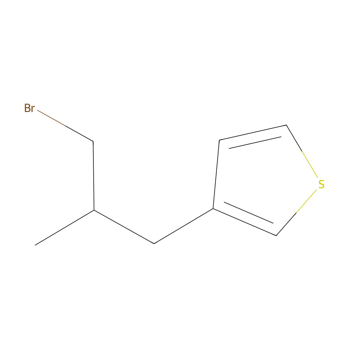 3-(3-Bromo-2-methylpropyl)thiophene molecular structure, CAS 1489971-31-4