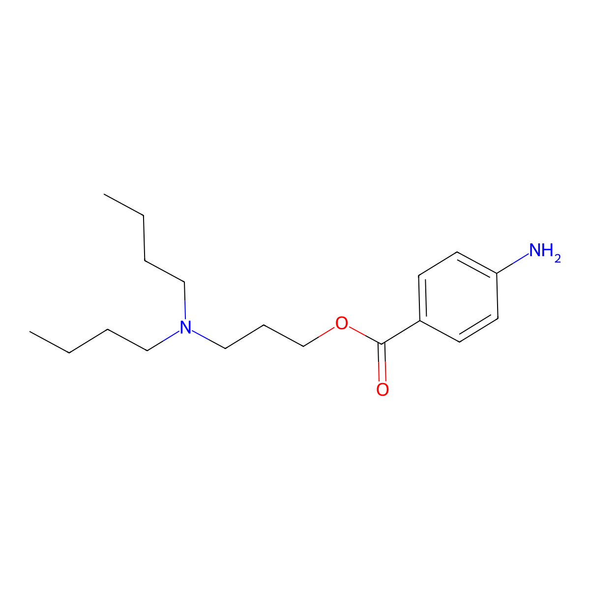 Butacaine molecular structure, CAS 149-16-6