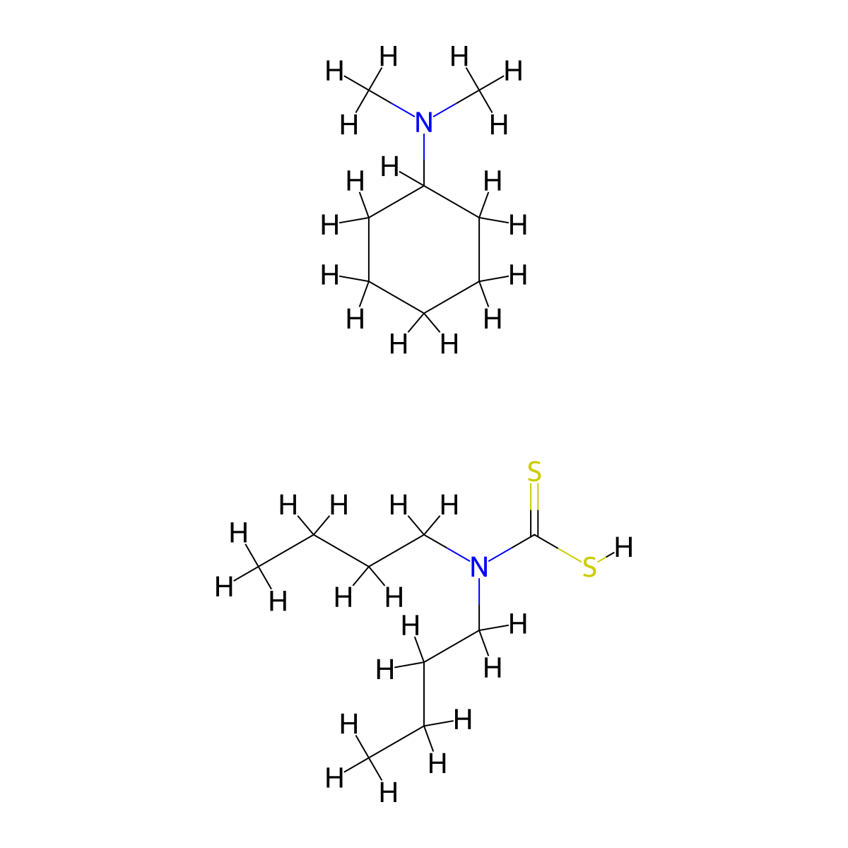 Carbamodithioic acid, N,N-dibutyl-, compd. with N,N-dimethylcyclohexanamine (1:1) molecular structure, CAS 149-82-6