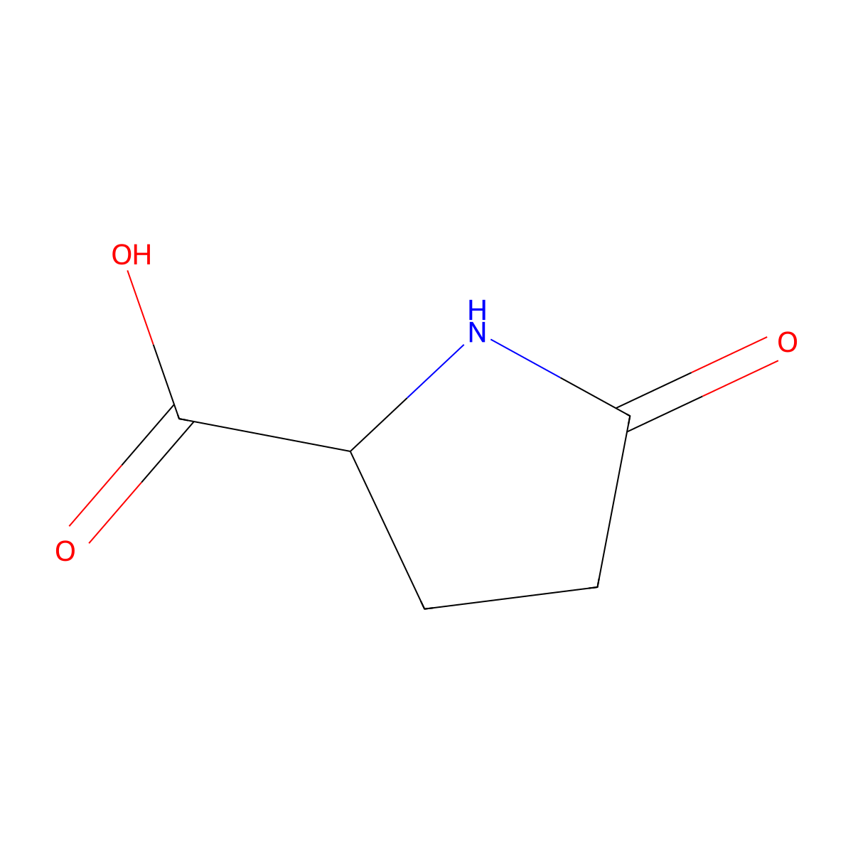 Pyrrolidone carboxylic acid molecular structure, CAS 149-87-1