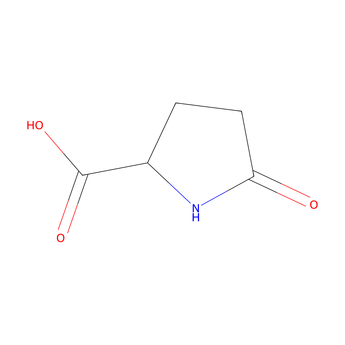 Pyrrolidone carboxylic acid molecular structure, CAS 149-87-1