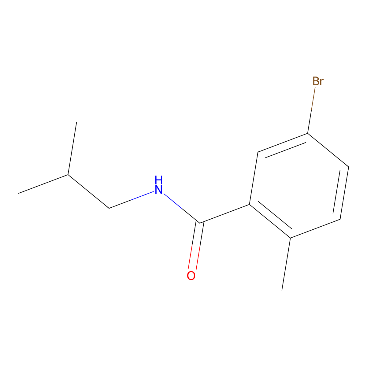 5-bromo-N-isobutyl-2-methylbenzamide molecular structure, CAS 1490010-48-4