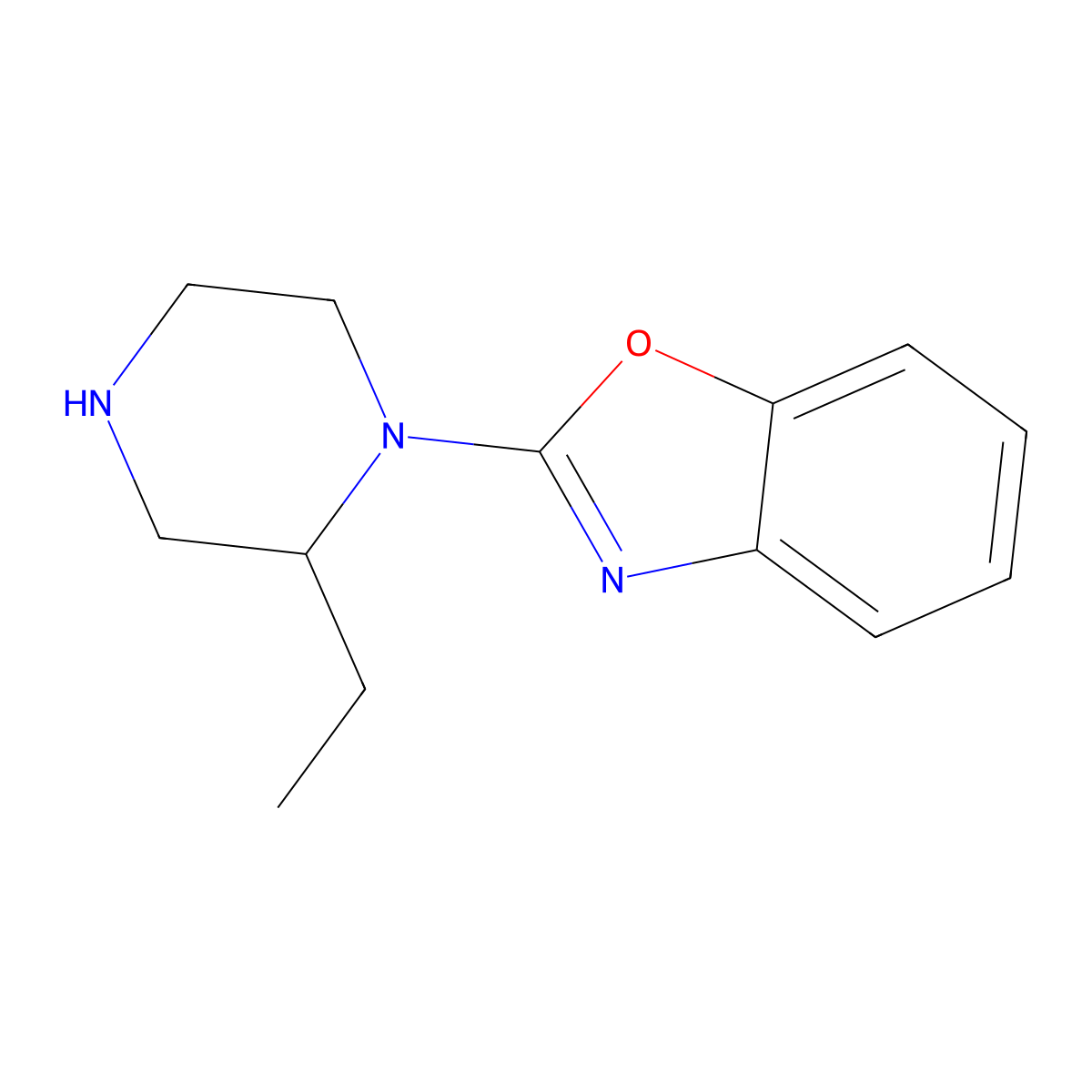 2-(2-Ethylpiperazin-1-yl)-1,3-benzoxazole molecular structure, CAS 1490016-27-7