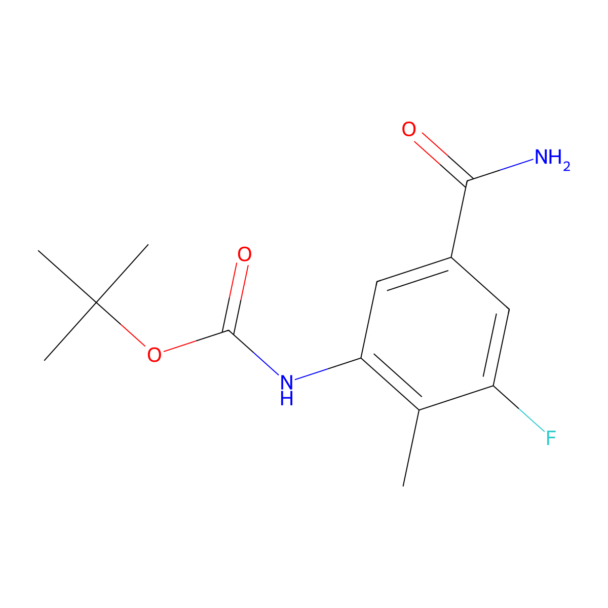 tert-butyl N-(5-carbamoyl-3-fluoro-2-methylphenyl)carbamate molecular structure, CAS 1490029-20-3