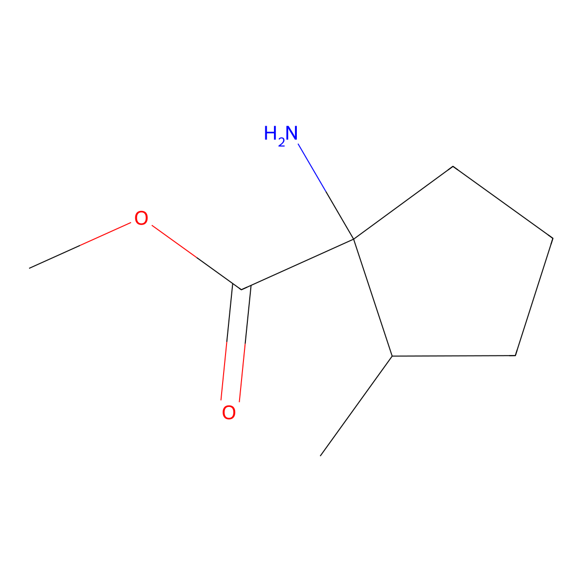 Methyl 1-amino-2-methylcyclopentane-1-carboxylate molecular structure, CAS 1490034-55-3