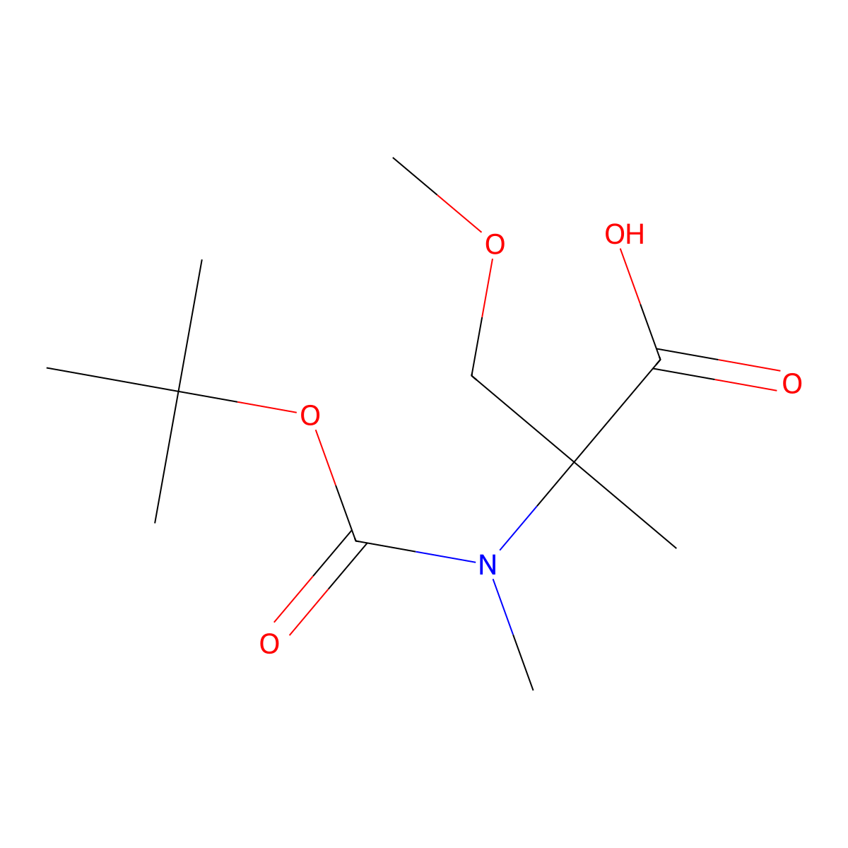 2-((Tert-butoxycarbonyl)(methyl)amino)-3-methoxy-2-methylpropanoic acid molecular structure, CAS 1490050-23-1