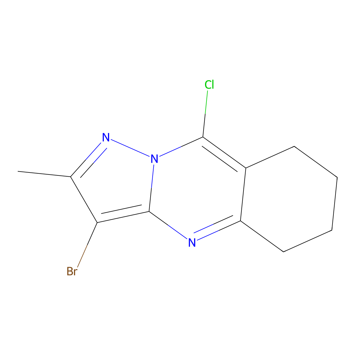 3-Bromo-9-chloro-2-methyl-5,6,7,8-tetrahydropyrazolo[5,1-b]quinazoline molecular structure, CAS 1490066-41-5